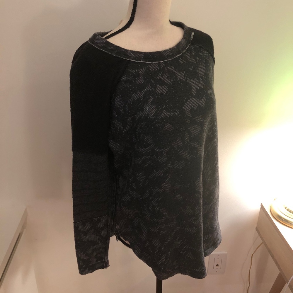Free People Lace Print Zip Sweatshirt/Sweater